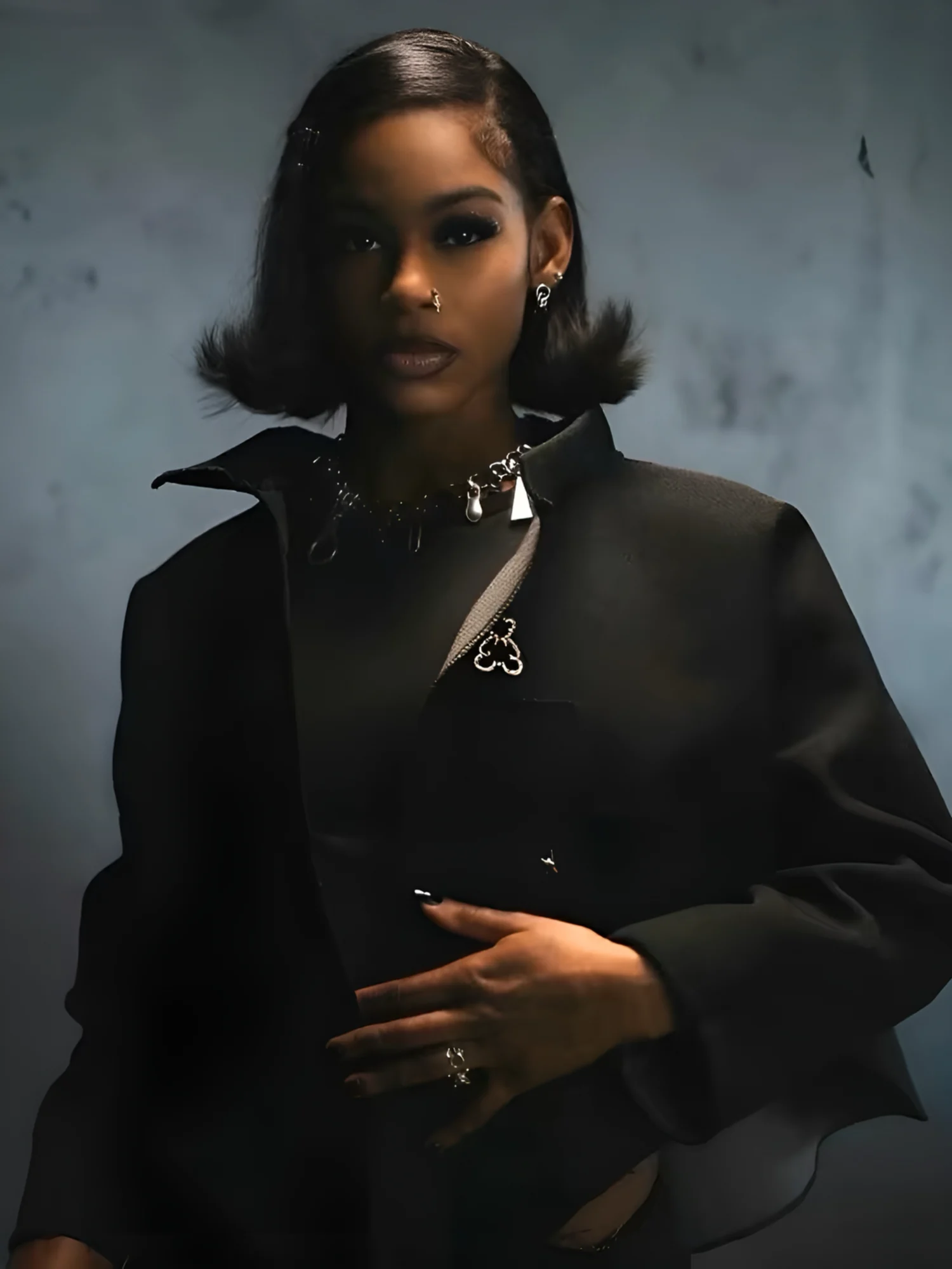 Full-length dark fashion silhouette